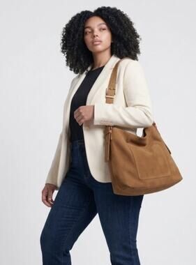 Universal Thread Tan Faux Leather Hobo Shoulder Bag Slouchy Adjustable Strap